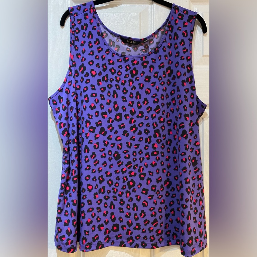 NWT plus size 1x tank top purple leopard print by IMAN